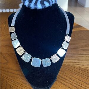 Chico's Silver and Gold Textured Necklace